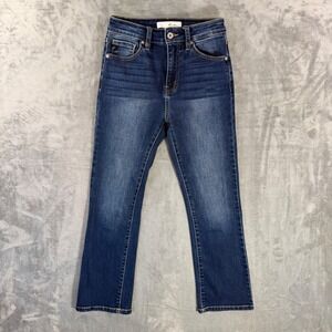KanCan Cropped Flare Jeans Women's Size 1/24 Dark Blue Faded Denim